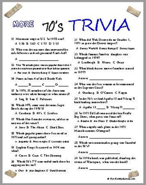 1970s trivia questions and answers printable challenge your knowledge with trivia questions