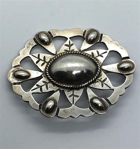 Vintage TAXCO Sterling Silver Concho Brooch Pin Mexico Etsy Silver