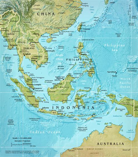 Southeast Physical Asia Map Térképe ǀ Minden Város és Világtérkép A