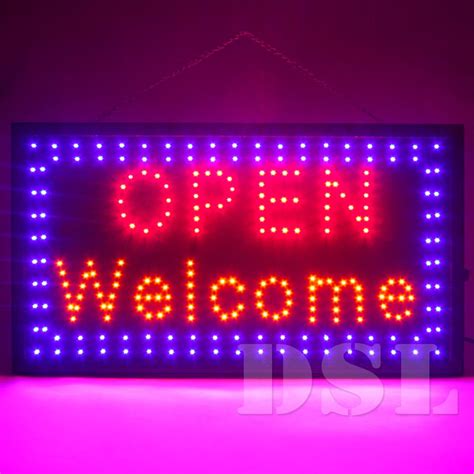 Large Bright Flashing Led Open Welcome Shop Sign Neon Hang Display
