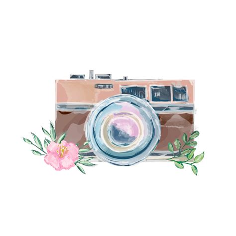 Camera Watercolor Vector Art Png Watercolor Flower Camera Clipart