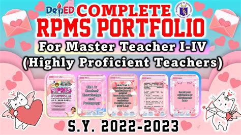 Rpms Portfolio Sy 2022 2023 For Master Teacher I Iv Highly