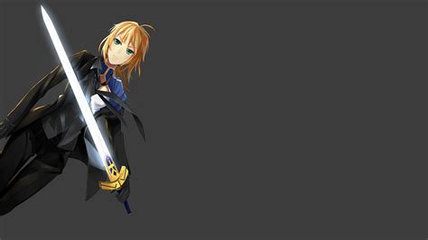 1920x1080 Anime Anime Girls Saber Fate Series Suits Blonde Sword Weapon