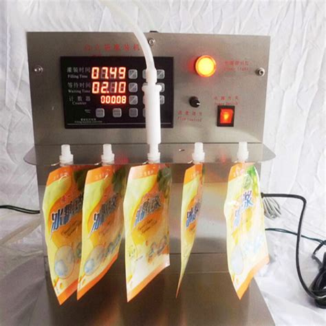 spout bags filling machine semi automatic pouch stand  liquid filler equipment  juice oil