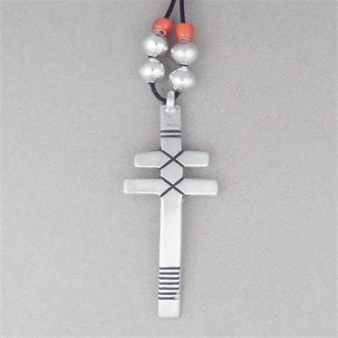 Isleta Cross Necklace With Rosarita Beads Shiprock Santa Fe