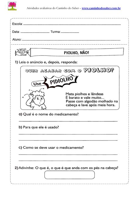Atividades De Português Do Terceiro Ano