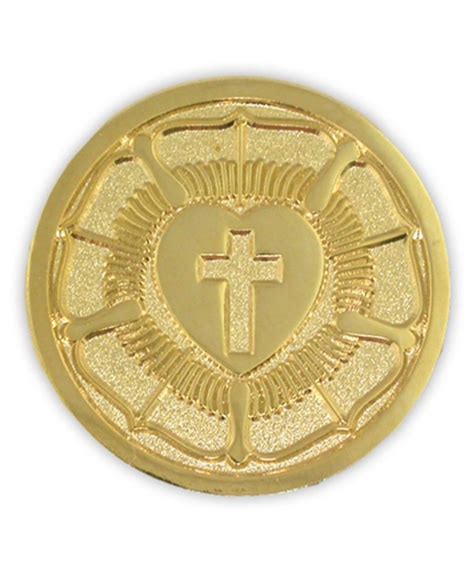 Pinmarts Gold Plated Lutheran Seal Luther Rose Religious Lapel Pin
