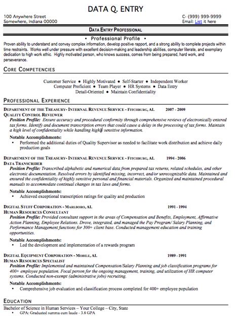Monster's data entry clerk job description is a helpful resource for these purposes. Data Entry Resume Sample, Free Resume Template ...