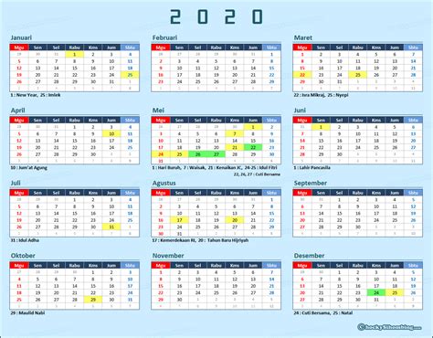 Termasuk tarikh pembayaran gaji bulanan perkhidmatan awam and bayaran pencen. Kalender dan Libur Nasional 2020 | Chocky Sihombing