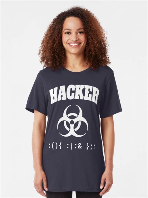Computer Hacker T Shirt White Biohazard Sign And Bash Fork Bomb T