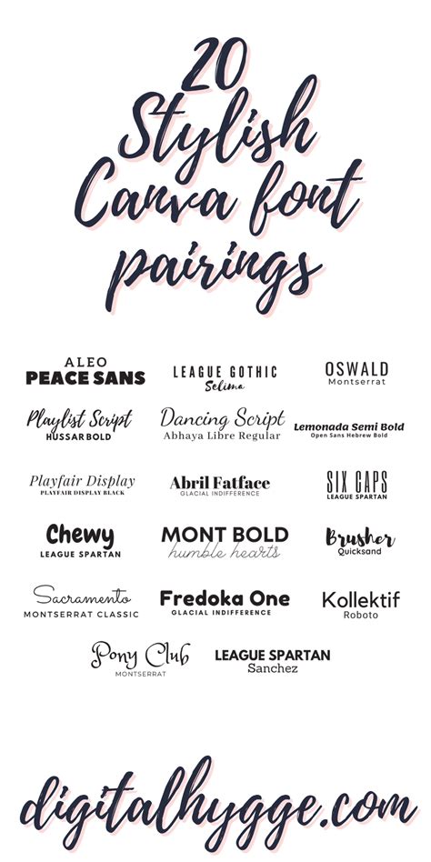 20 Stylish Canva Font Pairings Font Pairing Business Fonts Graphic