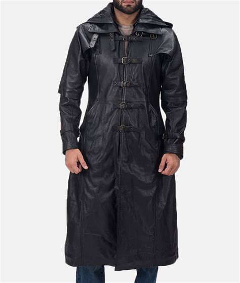 Mens Huntsman Leather Trench Coat With Hood Jackets Creator