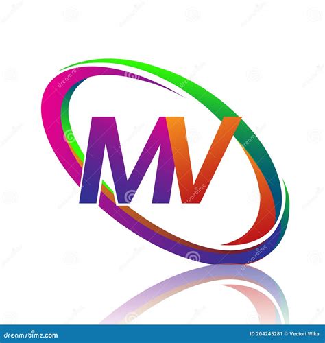 Letter Mv Logotype Design For Company Name Colorful Swoosh Vector Logo