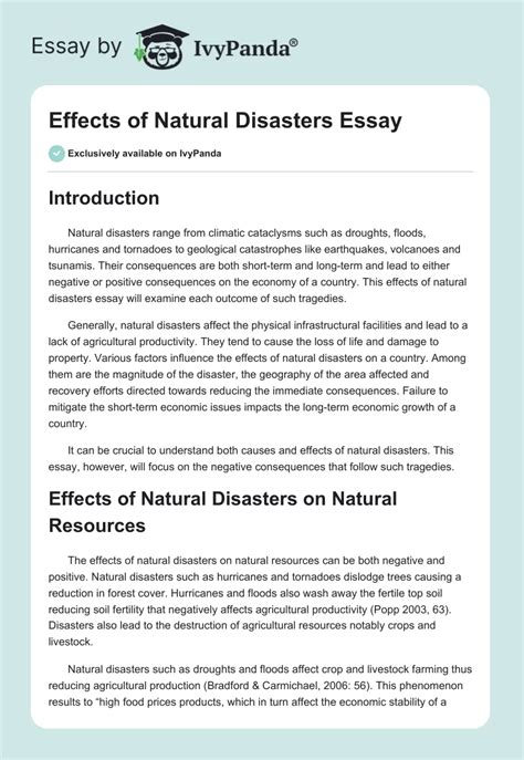 Effects Of Natural Disasters Essay