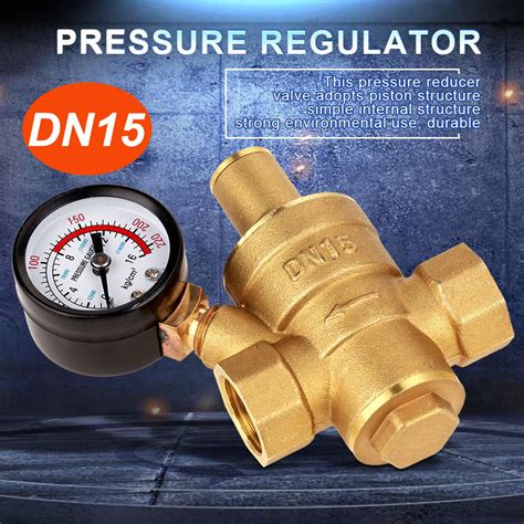 Dn15 Water Pressure Regulator Brass Adjustable Reducerandgauge Meter Ebay