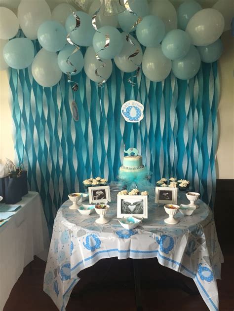 Have any of these decorations given you inspiration. Baby Boy Elephant Baby Shower | Baby shower balloons, Baby ...