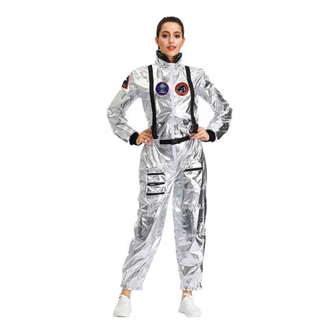 Sexy Women Silver Metallic One Piece Space Suit Adult Cosplay Costume N19619