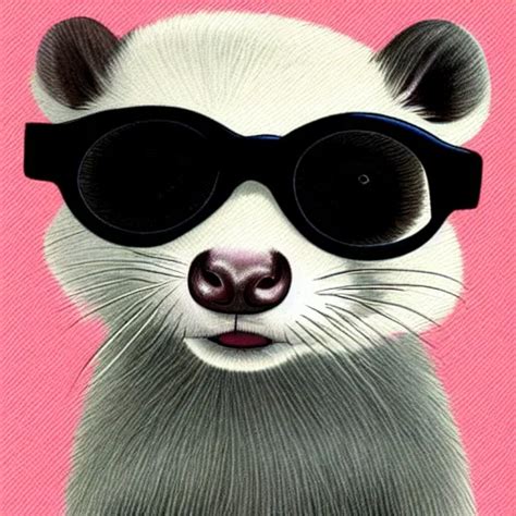 Cool Ferret In Black Glasses Art Digital Art High Stable Diffusion