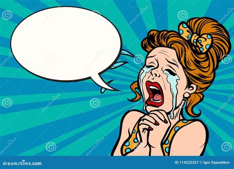 Woman Cries Many Tears Stock Vector Illustration Of Anguish 114222327