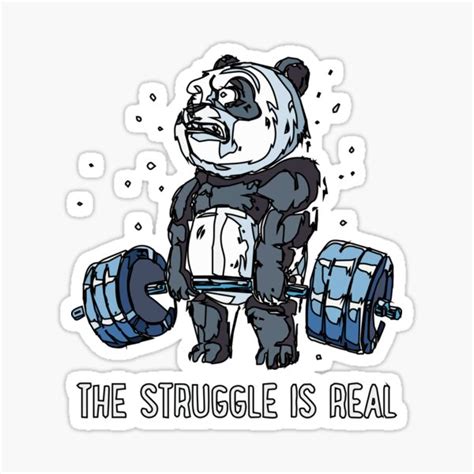 Panda Working Out Funny Black Edition Sticker For Sale By Amicable