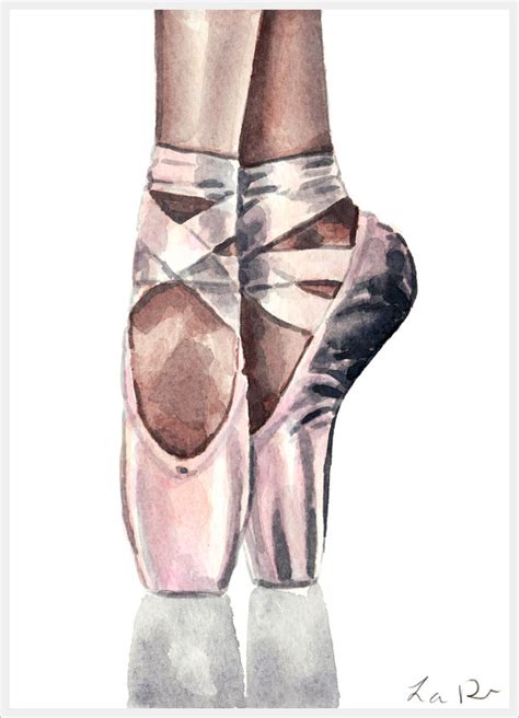 En Pointe Ballerina Ballet Pink Satin Pointe Shoe Giclee Print Of