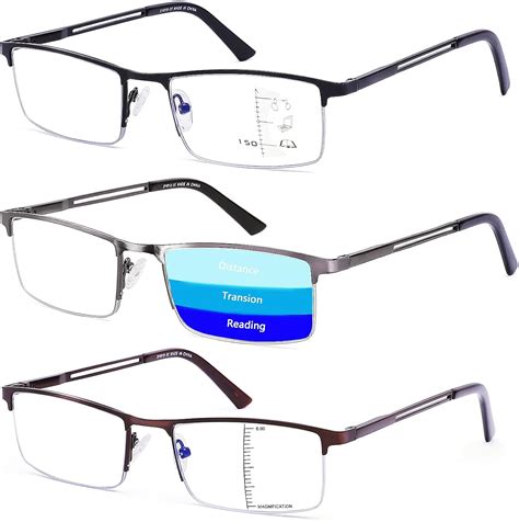 Amazon Com Half Frame Progressive Multifocus Reading Glasses Anti Blue