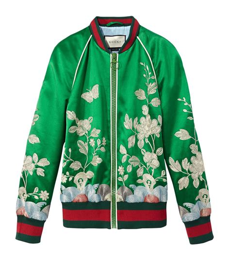 Gucci Silk Floral Bomber Jacket Shopbazaar Floral Bomber Jacket