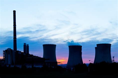 Silhouette Of Power Plant Stock Image Image Of Fumes 42949269