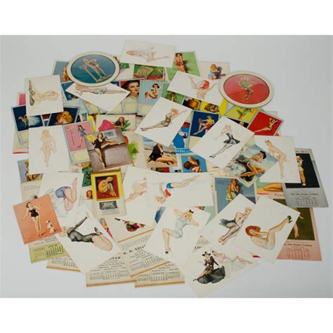 Large Lot Of Pin Up Postcards Calendars And Advertisements Cowans