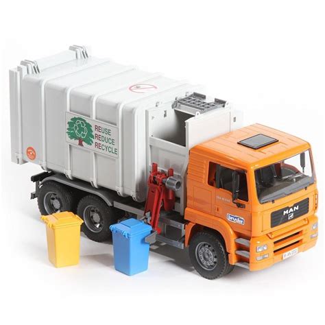 Bruder Toys Man Side Loading Garbage Truck Orange Toyota Hilux
