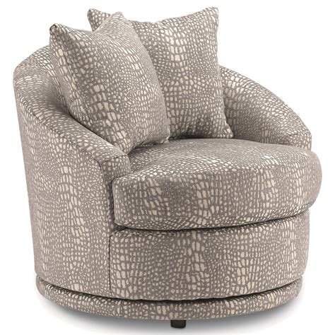 Alanna Contemporary Barrel Back Swivel Chair With 2 Toss Pillows