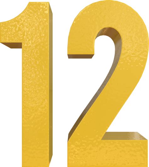 Number 12 Yellow Metal Paint 3d Render 16653015 Png