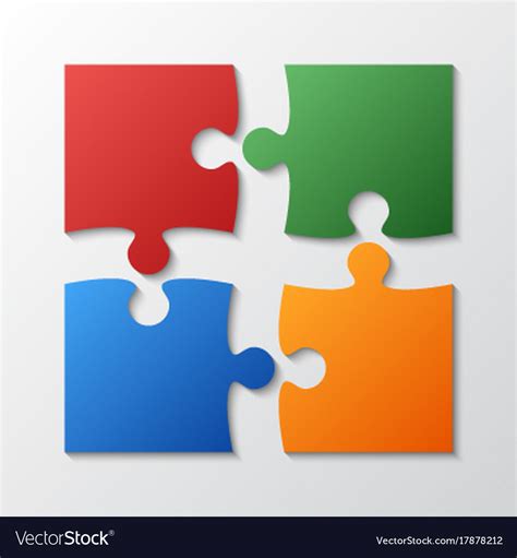 Four Color Piece Jigsaw Puzzle Section Royalty Free Vector