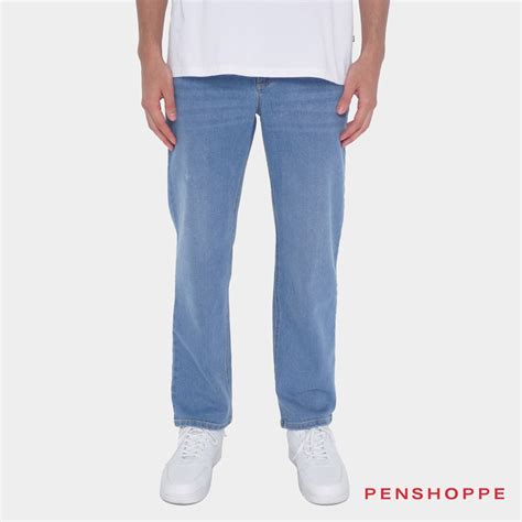 Penshoppe The Conscious Generation Straight Fit Jeans For Men Light Blue Shopee Philippines