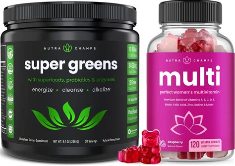Nutrachamps Super Greens Powder And 2 Pack Womens
