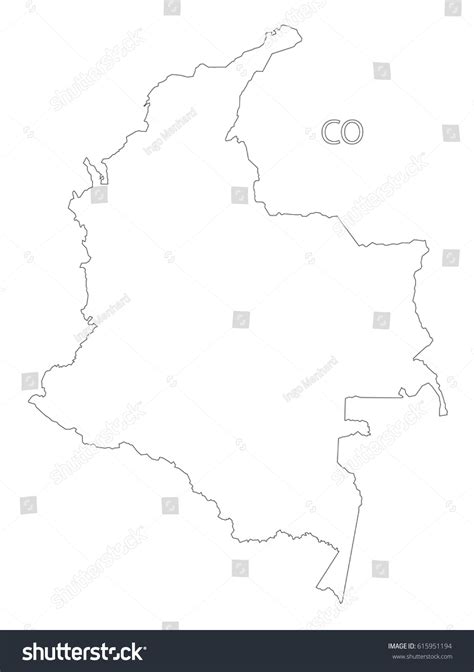 Colombia Outline Silhouette Map Illustration Royalty Free Stock