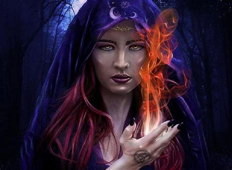 Beautiful Witch Witch Fire Fantasy Tattoo Dark Cloak Spell Night HD Wallpaper Peakpx