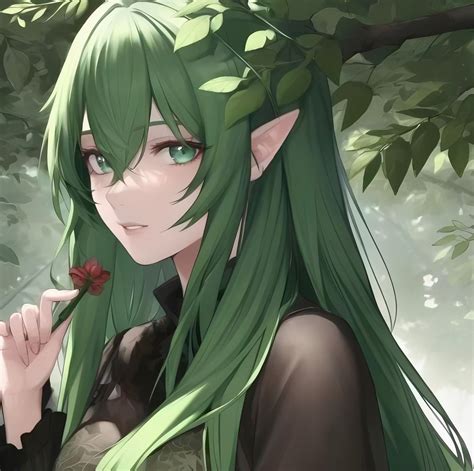 elfa anime green hair green hair girl anime elf anime fairy fanart kawaii anime girl