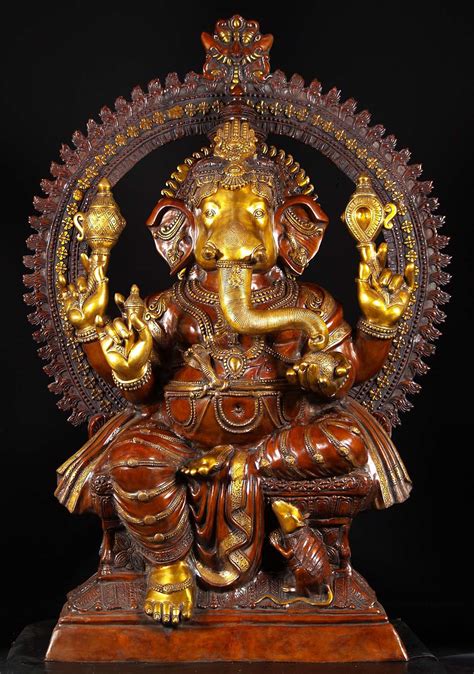 Preorder Large Brass Seated Ganesha Statue 70 61bs66 Hindu Gods