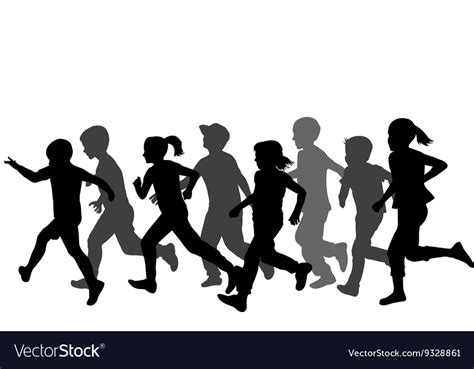 Children Silhouettes Running Royalty Free Vector Image