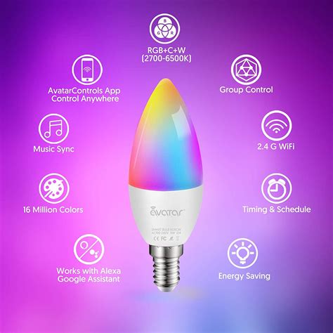 Smart Bulb E14 Light Wifi Led Alexa Candle Bulbs C37 Music Sync 5w