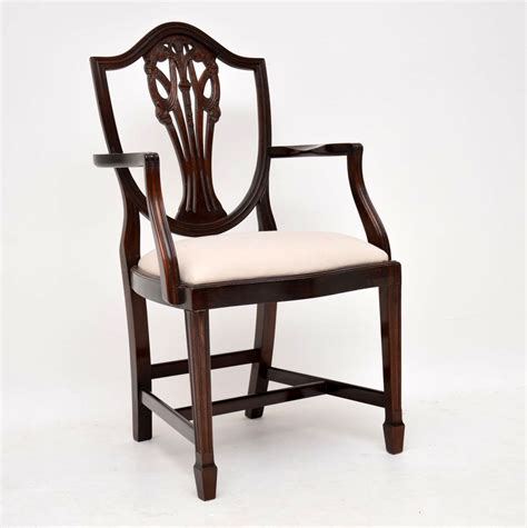 Set Of 8 Antique Sheraton Style Mahogany Shield Back Dining Chairs