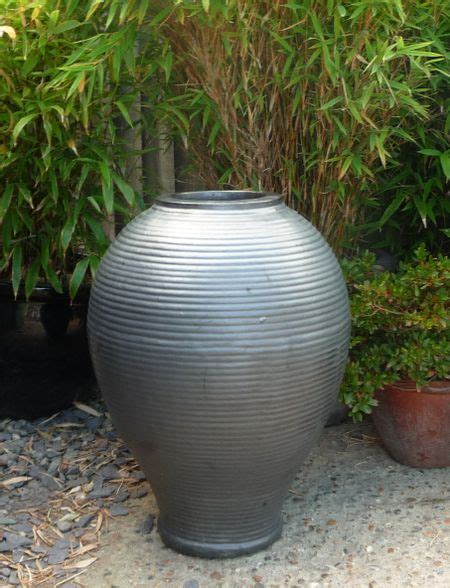 Large Gun Metal Grey Glazed Egg Jar Water Feature