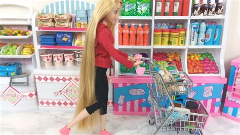Rapunzel Grocery Store Elsa Barbie Supermarket Barbie Bicycle Boneca