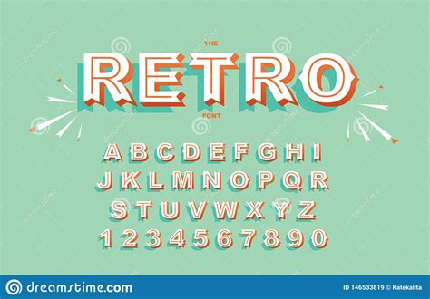 Vector Of Modern Bold Font And Vintage Alphabet Vector 80 S 90 S Stock Vector Illustration Of