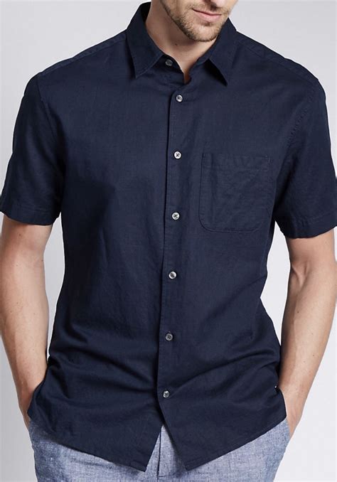 Marks And Spencer Cotton Blend Tailored Fit Shirt With Pocket Ropa De