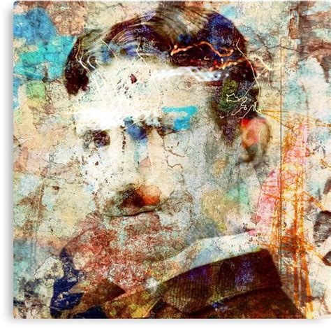 Nikolatesla Inventor Scientist Electricity Collage Portrait Canvas