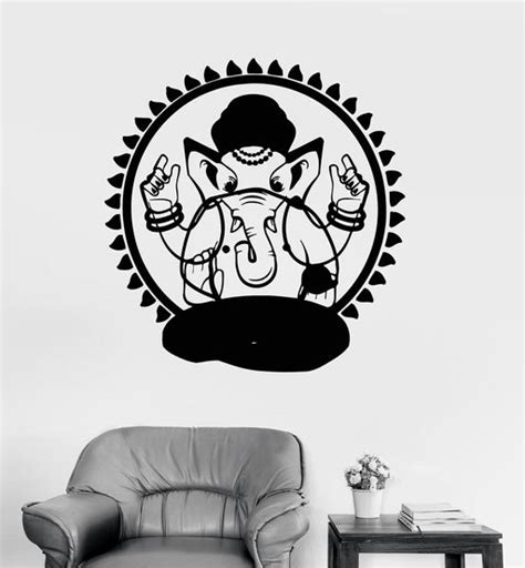 Vinyl Wall Decal Ganesha Lotus Hinduism God Hindu India Decor Stickers