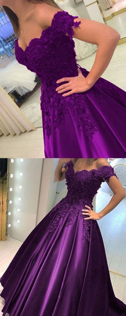 Purple Prom Dress Off The Shoulder Straps Long Homecoming Dress