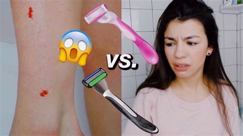 shaving my legs with men s razors vs women s razors youtube